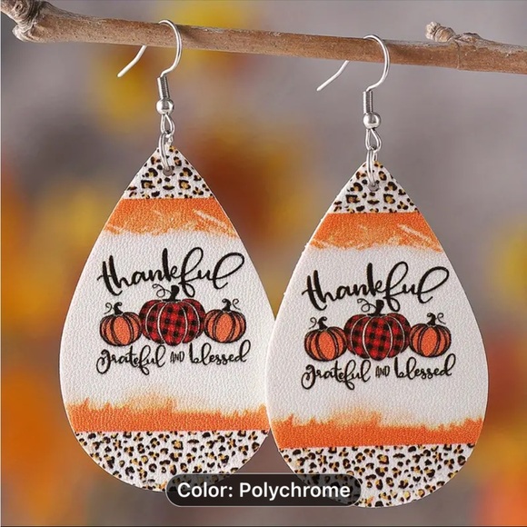 Earrings, NWT, Dangle, Cute Lightweight, Festive, Thankful W/Leopard Print - Picture 6 of 6